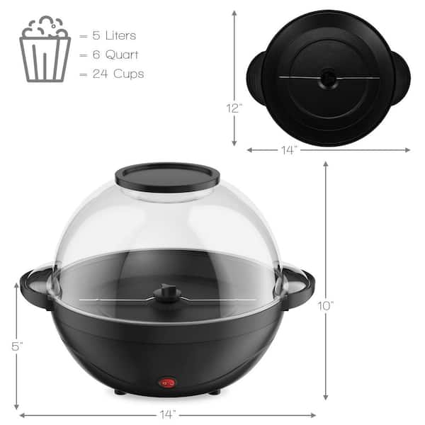 Bunpeony 850-Watt 6 oz. Black Stirring Popcorn Machine Popcorn Popper Maker with Nonstick Plate