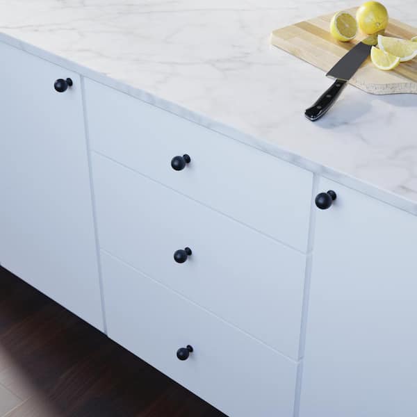 10-Pack Orb 1-1/8 in. (29 mm) Modern Matte Black Round Cabinet Knobs