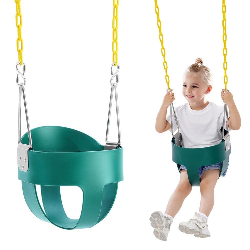VEVOR Toddler Swing Seat, High Back Full Bucket Baby Swing Seat with Coated Chains and Carabiners, Support 150 lbs. Swing Set