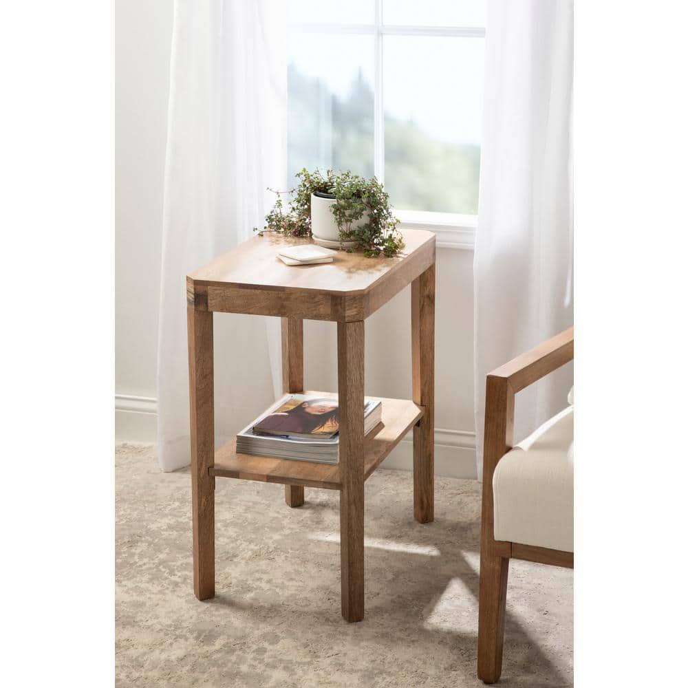 Natural Mango Wood Two-Tier Side Table