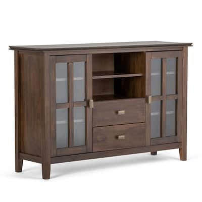 Artisan Solid Wood 53 in. Wide Transitional TV Media Stand in Natural Aged Brown for TVs up to 60 in.