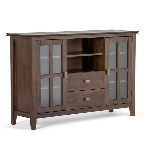 Simpli Home Artisan Solid Wood 53 in. Wide Transitional TV Media Stand in Natural Aged Brown for TVs up to 60 in.