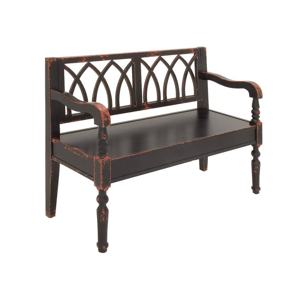 Natural Finish Dark Brown Wood Bench 48"W, 37"H