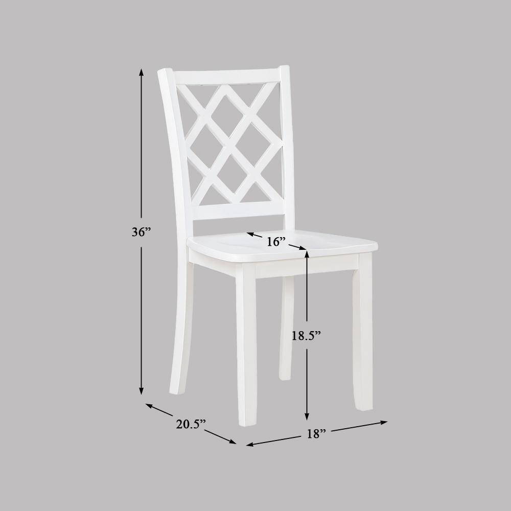 White Birch Veneer 5-Piece Dining Set with Lattice-Back Chairs