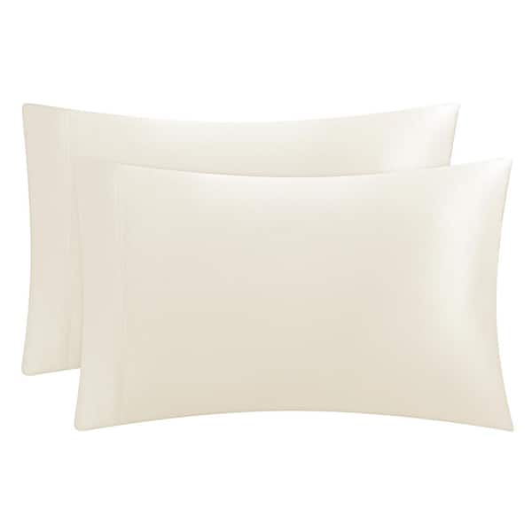 Premium Ivory Satin Microfiber Standard Pillowcases (Set of 2)