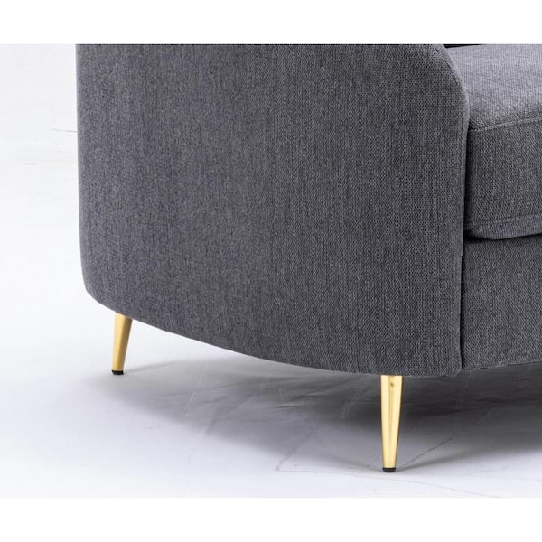 Acme Furniture Yuina 34 in. Rolled Arm Linen Rectangle Sofa in