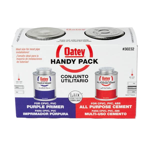 Oatey 8 oz. Purple CPVC and PVC Primer and Medium Milky All-Purpose ABS, CPVC, PVC Cement Combo Pack