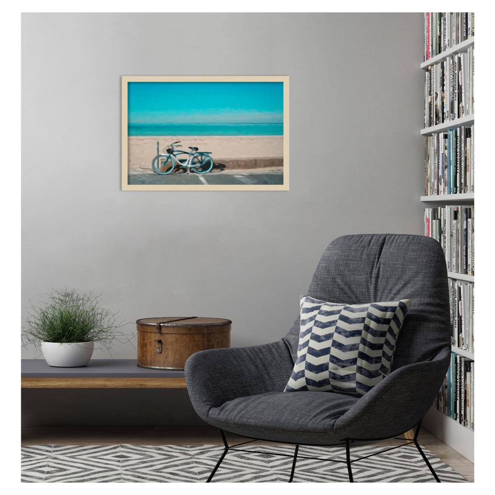Svelte Natural Framed Scenic Beach Bicycle Graphic Art Print