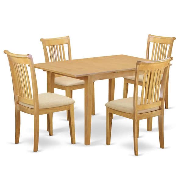 East West Furniture 5-Piece Natural Oak Finish Solid Wood Top - Dining Room Set - Seats 4