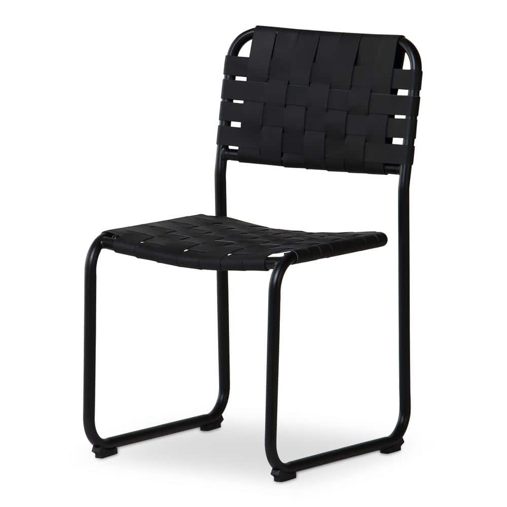 Bailee Black Genuine Leather and Iron Side Chair Set