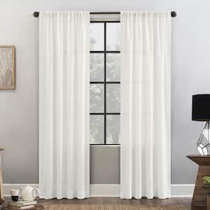 Kelsi Waffled Cotton Blend 52 in. W x 96 in. L Light Filtering Rod Pocket Curtain Panel in White