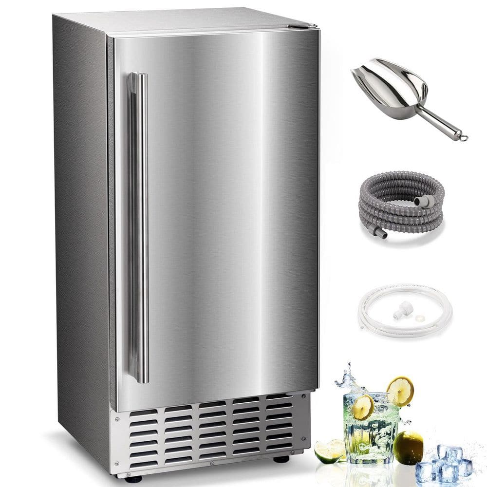 14.96 in. W 66 lb. Nugget Ice per Day Under-counter or Freestanding Commercial Ice Maker in Stainless Steel Silver