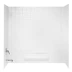 30 in. x 60 in. x 59.6 in. 3-Piece Square Tile Easy Up Adhesive Alcove Tub Surround in White