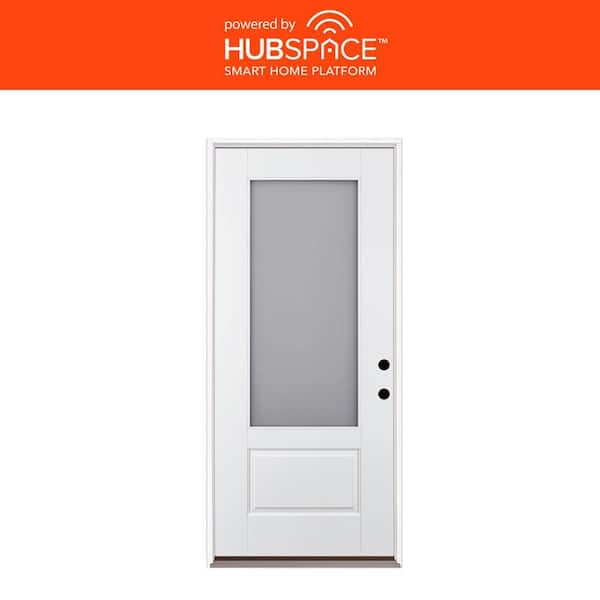 Feather River Doors Smart Glass 36 in. x 80 in. Left Hand Inswing 3/4-Lite Smooth Unfinished Fiberglass Prehung Front Door