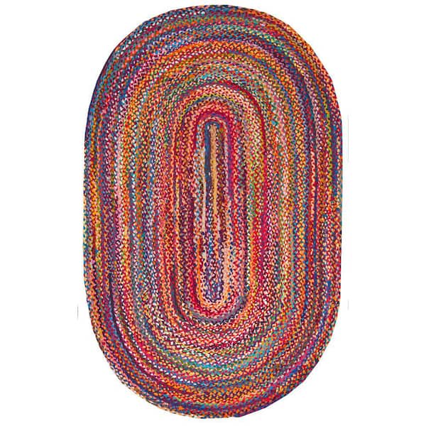 nuLOOM Tammara Colorful Braided Multi 3 ft. x 5 ft. Oval Rug