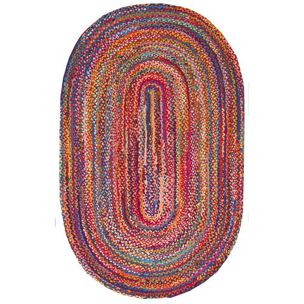 Tammara Multi-Color Hand Braided Cotton Oval Area Rug 4' x 6'