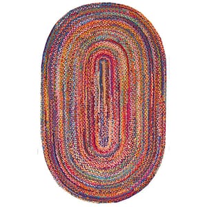 Tammara Colorful Braided Multi 7 ft. x 9 ft. Oval Rug