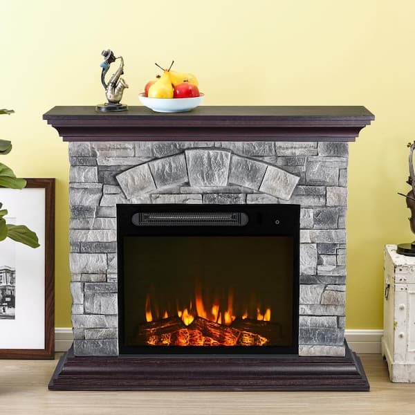 Festivo 40 In Freestanding Electric Fireplace In Gray Ffp20134 The Home Depot