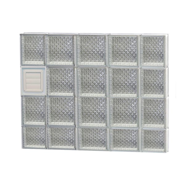 Clearly Secure 34.75 in. x 29 in. x 3.125 in. Frameless Diamond Pattern Glass Block Window with Dryer Vent