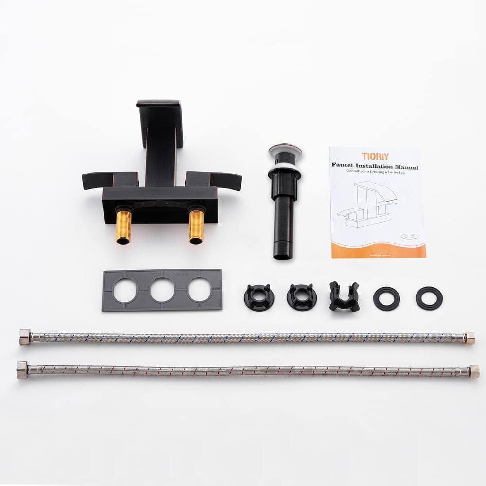 Oil Rubbed Bronze Double Handle Waterfall Bathroom Faucet