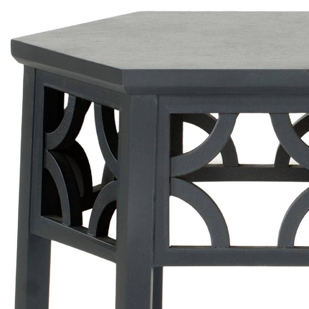 Connor Charcoal Grey 18" Hexagonal Bayur Wood End Table