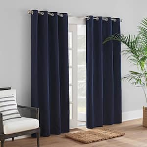 Canvas Navy  Solid Acrylic 50 in. W x 108 in. L Light Filtering Single Outdoor Grommet Panel