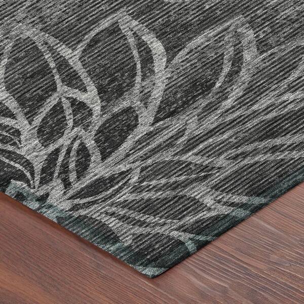 Chantille Machine Washable Indoor/Outdoor Abstract ACN2789 Black 10 ft. x 14 ft. Area Rug