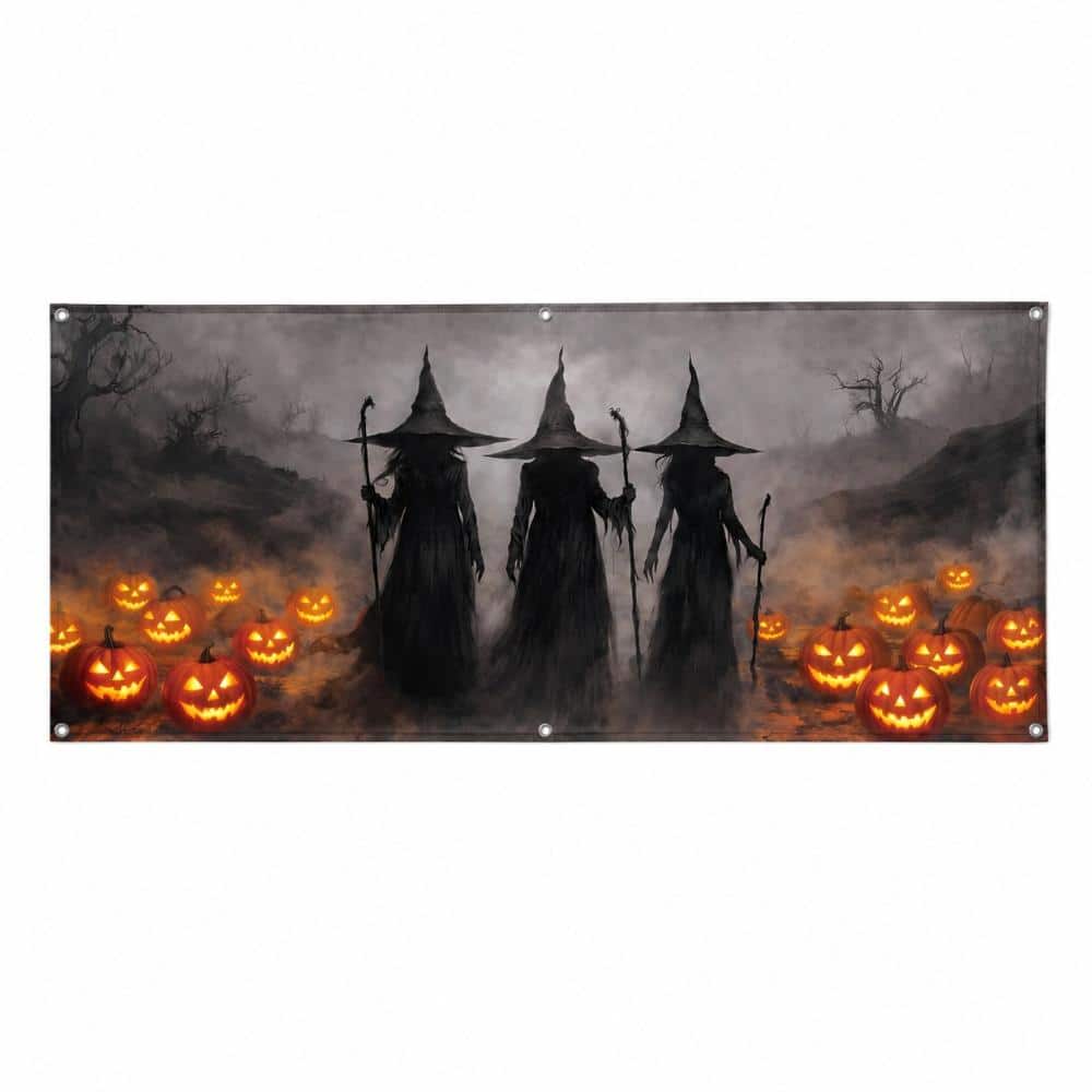Large Halloween Witch and Pumpkin Garage Door Cover Banner for Outdoor Holiday Decor Display, 7 x 16 ft price history on PriceWatchPro