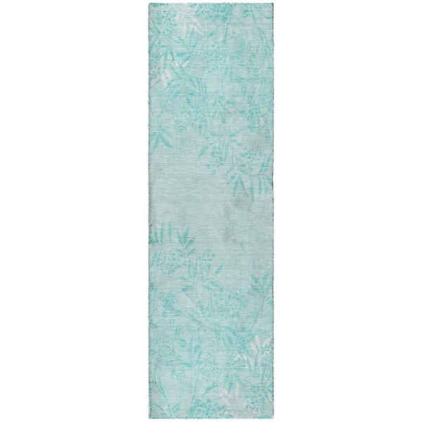 Dream Shag Premium Machine Washable Abstract ADS673 Teal 2 ft. x 7 ft. Runner Rug
