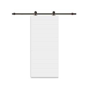 24 in. x 80 in. White Stained Composite MDF Paneled Interior Sliding Barn Door with Hardware Kit