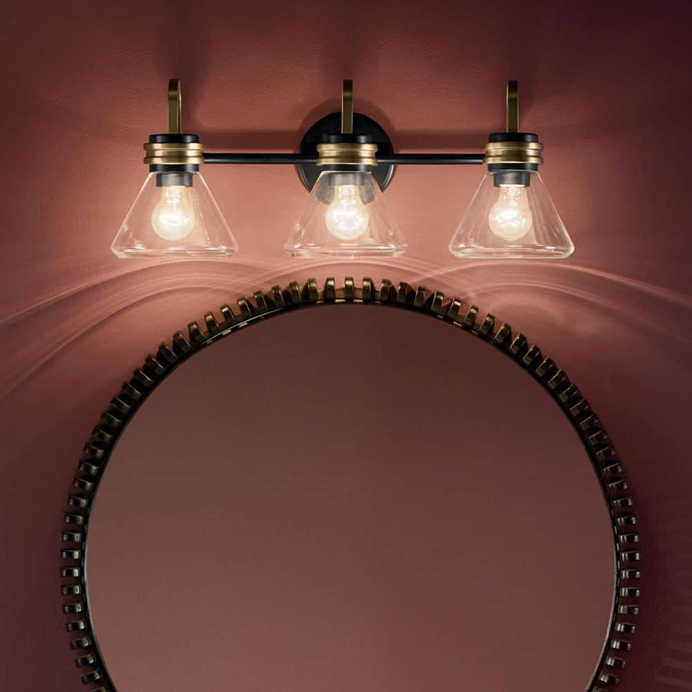 Farum 26 in. 3-Light Vanity Light with Clear Glass in Black price history on PriceWatchPro