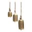 Gold Brass Iron Bells with Rope Hangers (Set of 3)