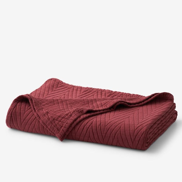 The Company Store Somerset Chevron Burgundy Cotton Twin Blanket