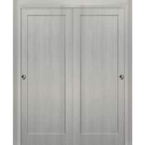 48 in. x 80 in. Single Panel Gray Finished Solid MDF Sliding Door with Bypass Sliding Hardware