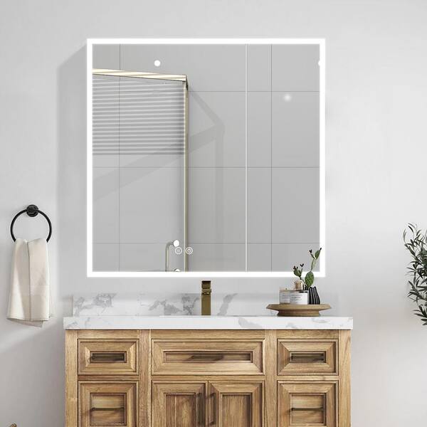 FORCLOVER 30 in. W x 30 in. H Frameless Rectangular Silver Surface 