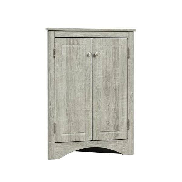 FAMYYT Triangle 24 in. W x 17 in. D x 31.5 in. H Dark Brown Freestanding Linen Cabinet with Adjustable Shelves