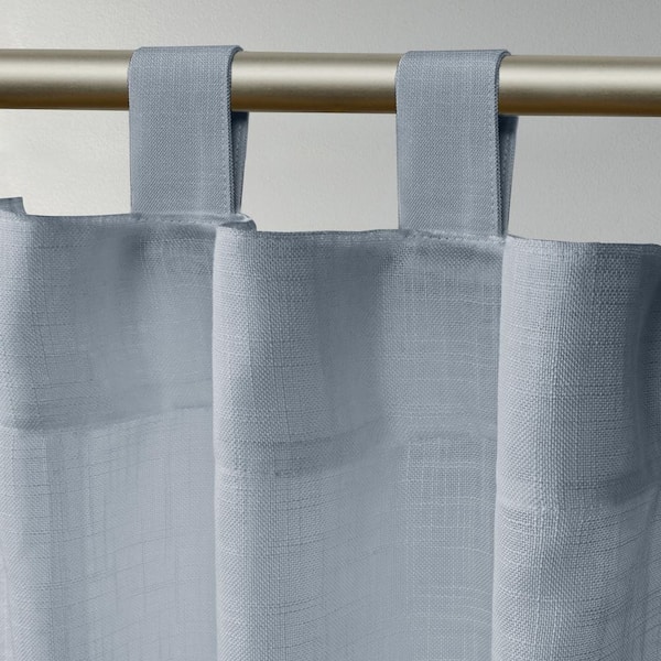 Bella Melrose Blue Solid Sheer Tab Top Curtain, 54 in. W x 96 in. L (Set of 2)