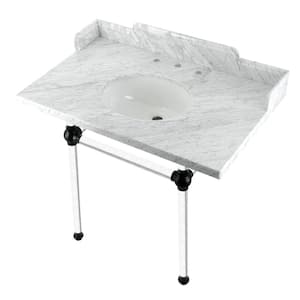 Fauceture 36 in. Marble Console Sink Set with Acrylic Legs in Marble White/Matte Black