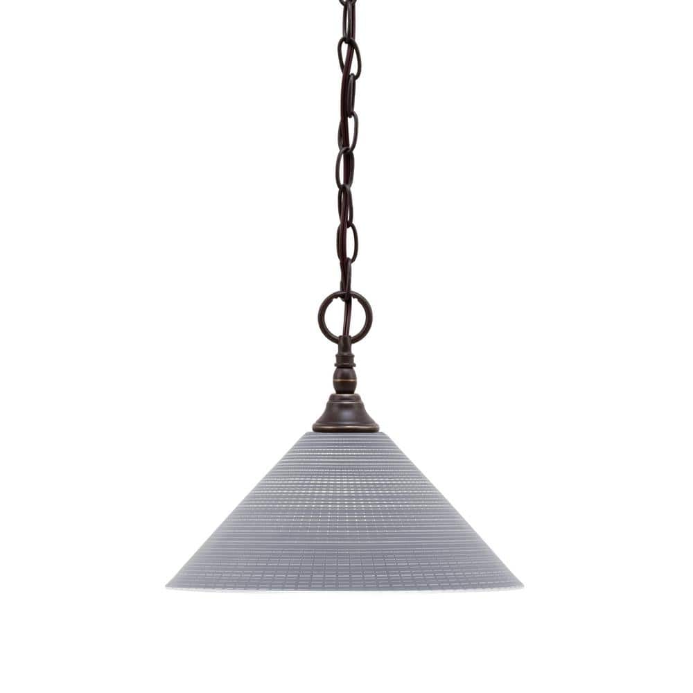 Elva 100-Watt 1_light Dark Granite Shaded Pendant Light with 12 in. Gray Ma
