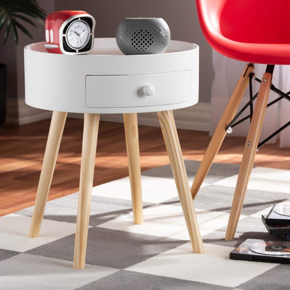 Jessen 1-Drawer White Nightstand