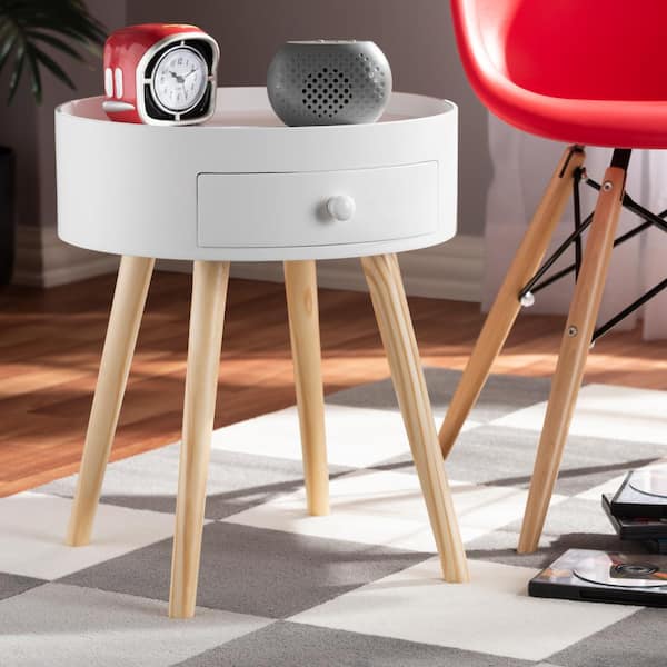 Baxton Studio Jessen 1-Drawer White Nightstand