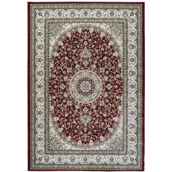 Nicholson Red/Ivory 5 ft. x 8 ft. Indoor Area Rug