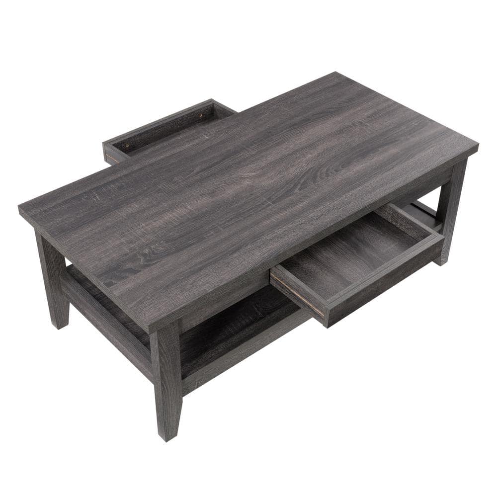 Hollywood Dark Gray Rectangular Coffee Table with Hidden Storage