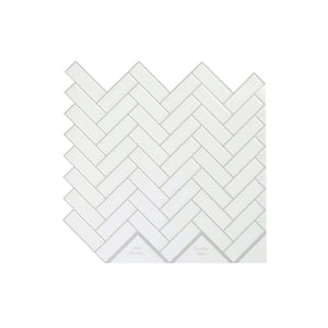 11.8 in. x 11.8 in. x 0.04 in. H White Vinyl Peel and Stick Backsplash Tile for Kitchen and Bathroom (10-Pack)