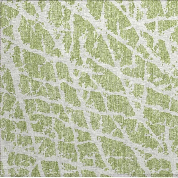 Green and White 2 ft. x 3 ft. Abstract Indoor/Outdoor Area Rug