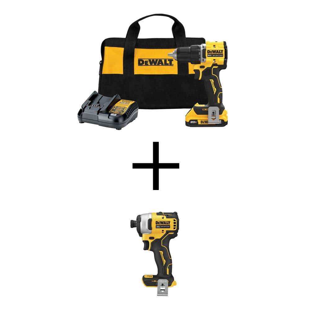 DEWALT ATOMIC 20-Volt Lithium-Ion Cordless Compact 1/2 in. Drill/Driver and 1/4 in. Impact Driver w/2Ah Battery, Charger & Bag -  DCD794D1WCF809B