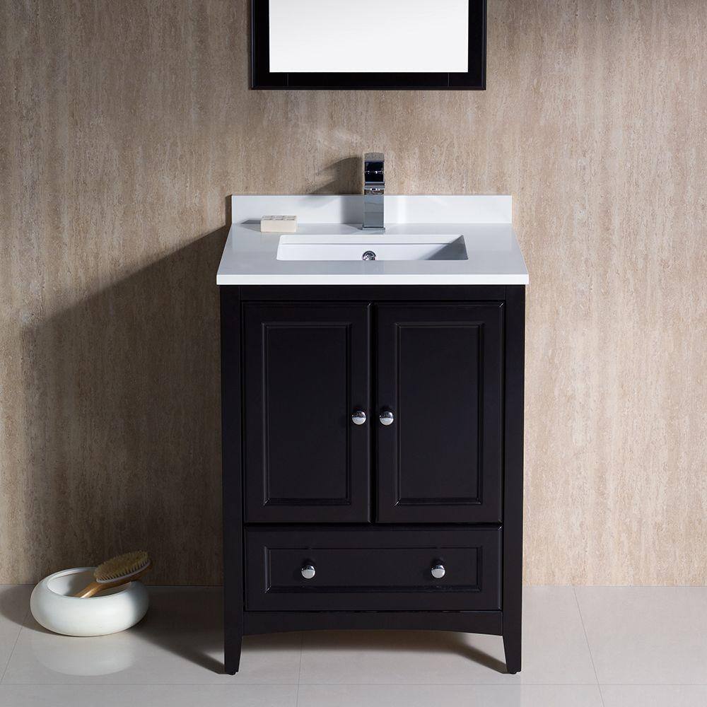 Espresso 24" Freestanding Single Sink Vanity Set with Mirror