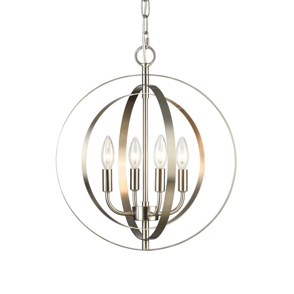 Brushed Nickel 4-Light Spherical Sputnik Chandelier
