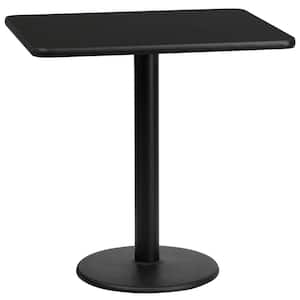 24 in. x 30 in. Rectangular Black Laminate Table Top with 18 in. Round Table Height Base