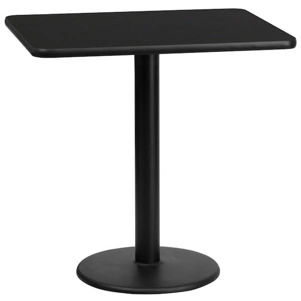 Flash Furniture 24 in. x 30 in. Rectangular Black Laminate Table Top with 18 in. Round Table Height Base